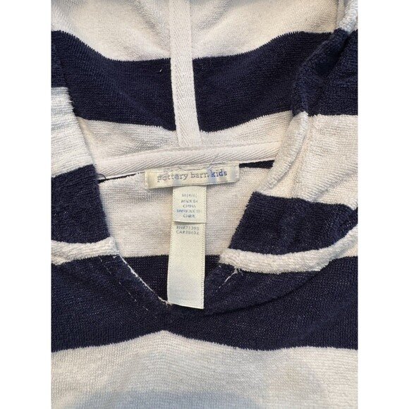 Pottery Barn Kids Terry Swim Coverup Size Medium 4/6 Navy White Stripe - Picture 2 of 4
